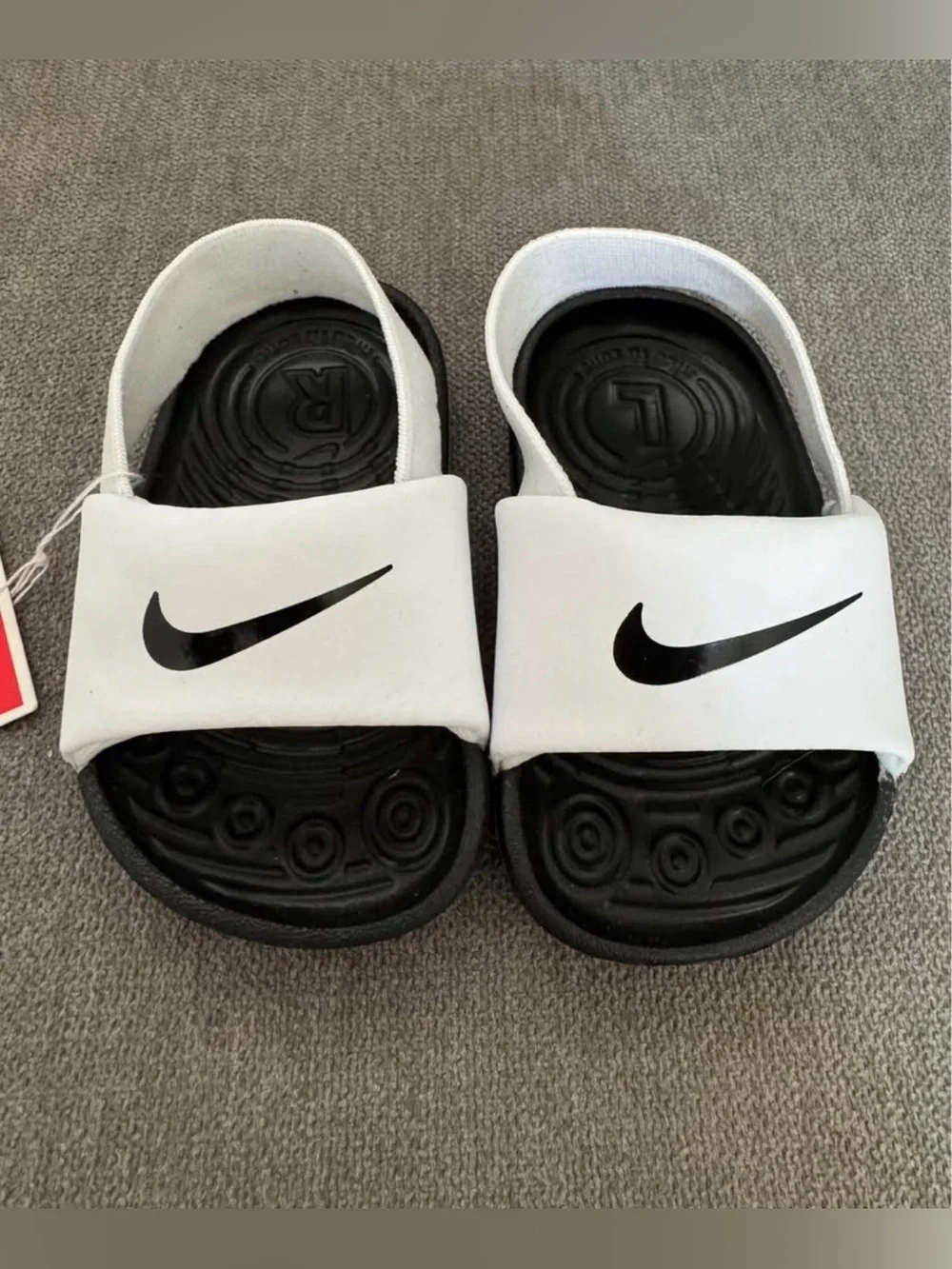 NEW! Nike Kids White and Black Slide Sandals